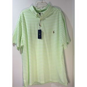 Ralph Lauren mint green white striped collar men’s polo size 2XB.  NWT. #30-1073